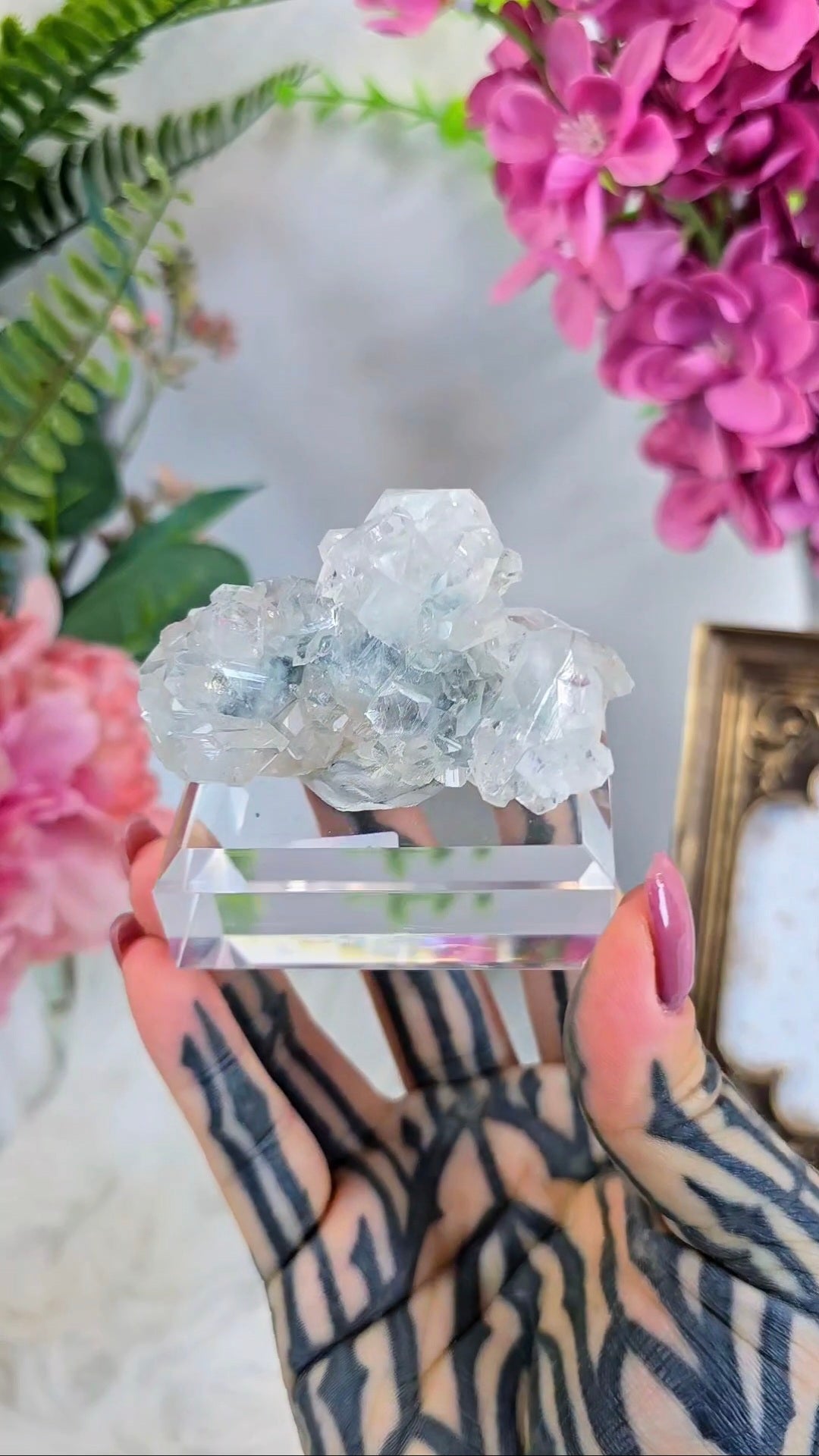 Chalcedony with Diamond Apophyllite and Calcite 03