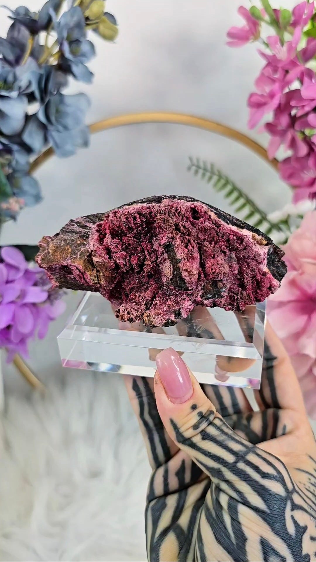 Roselite Specimen on Base 01