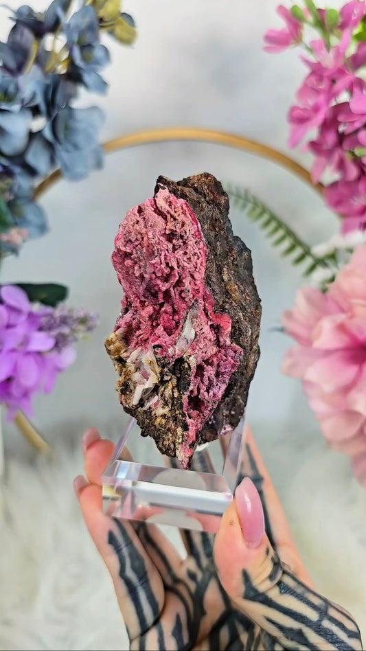 Roselite Specimen on Base 02