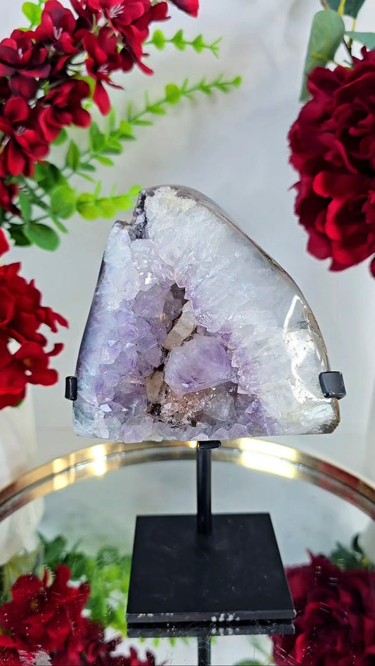 Amethyst with calcite on Stand 233