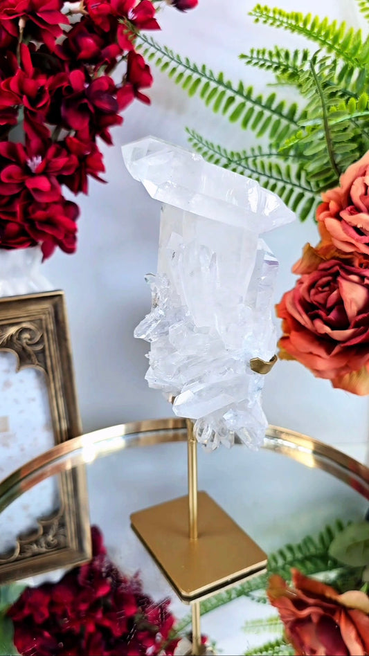 Clear Quartz Cluster on Stand 02