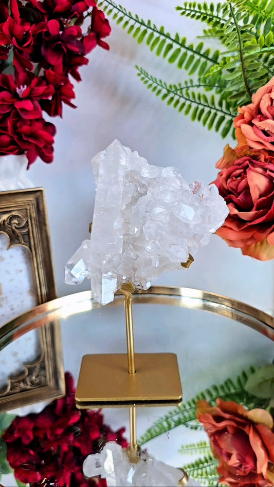 Clear Quartz Cluster on Stand 01