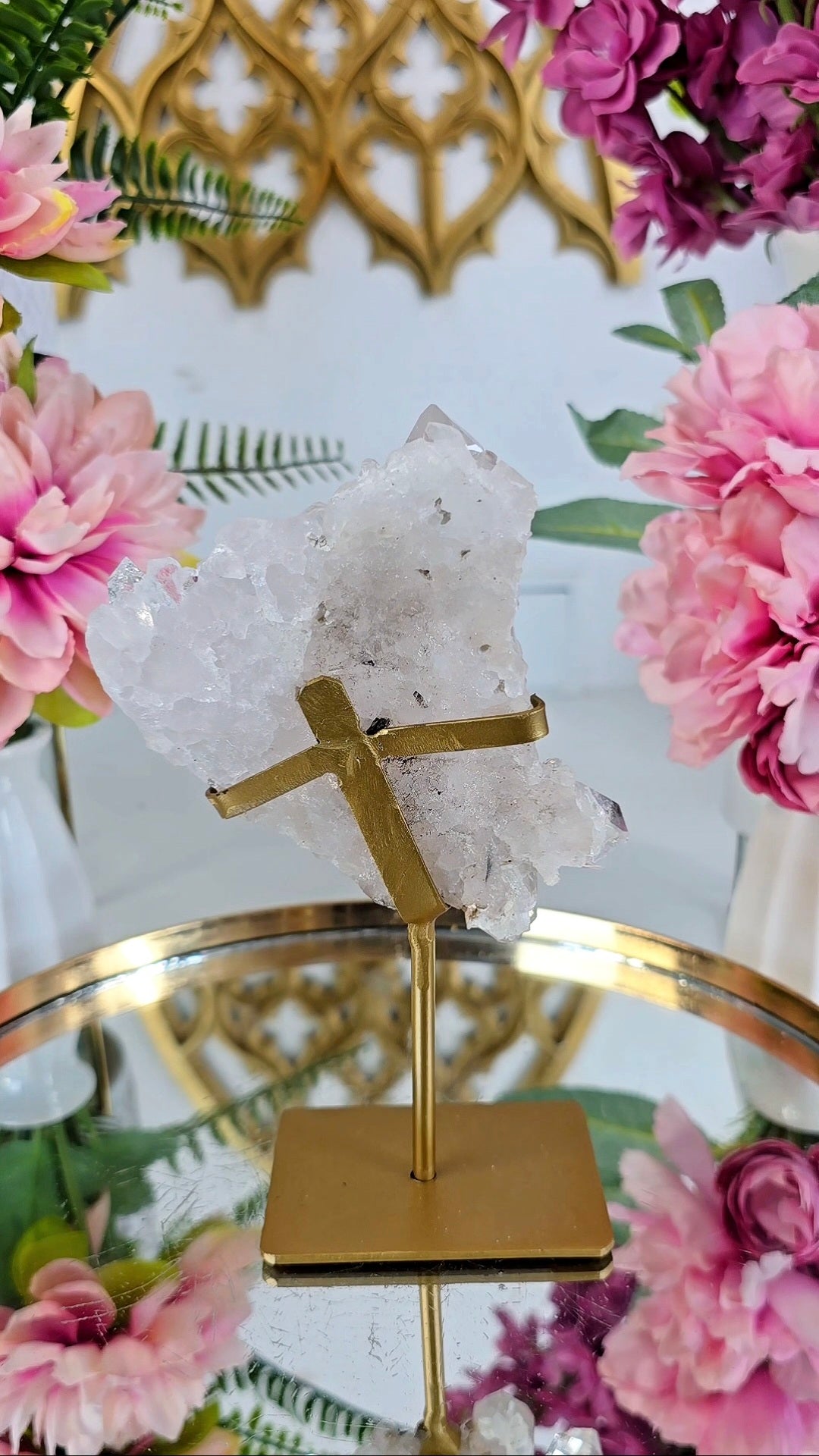 Clear Quartz Cluster on Stand 01