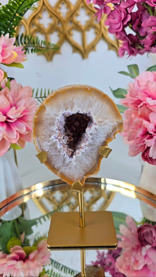 Druzy Agate / Quartz Geode on Stand 03