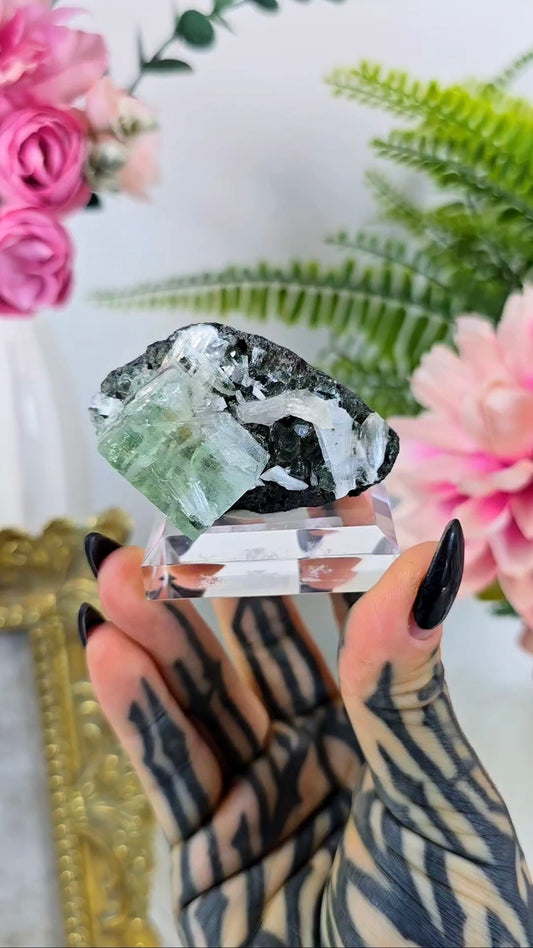Green Apophyllite with Scolecite 01