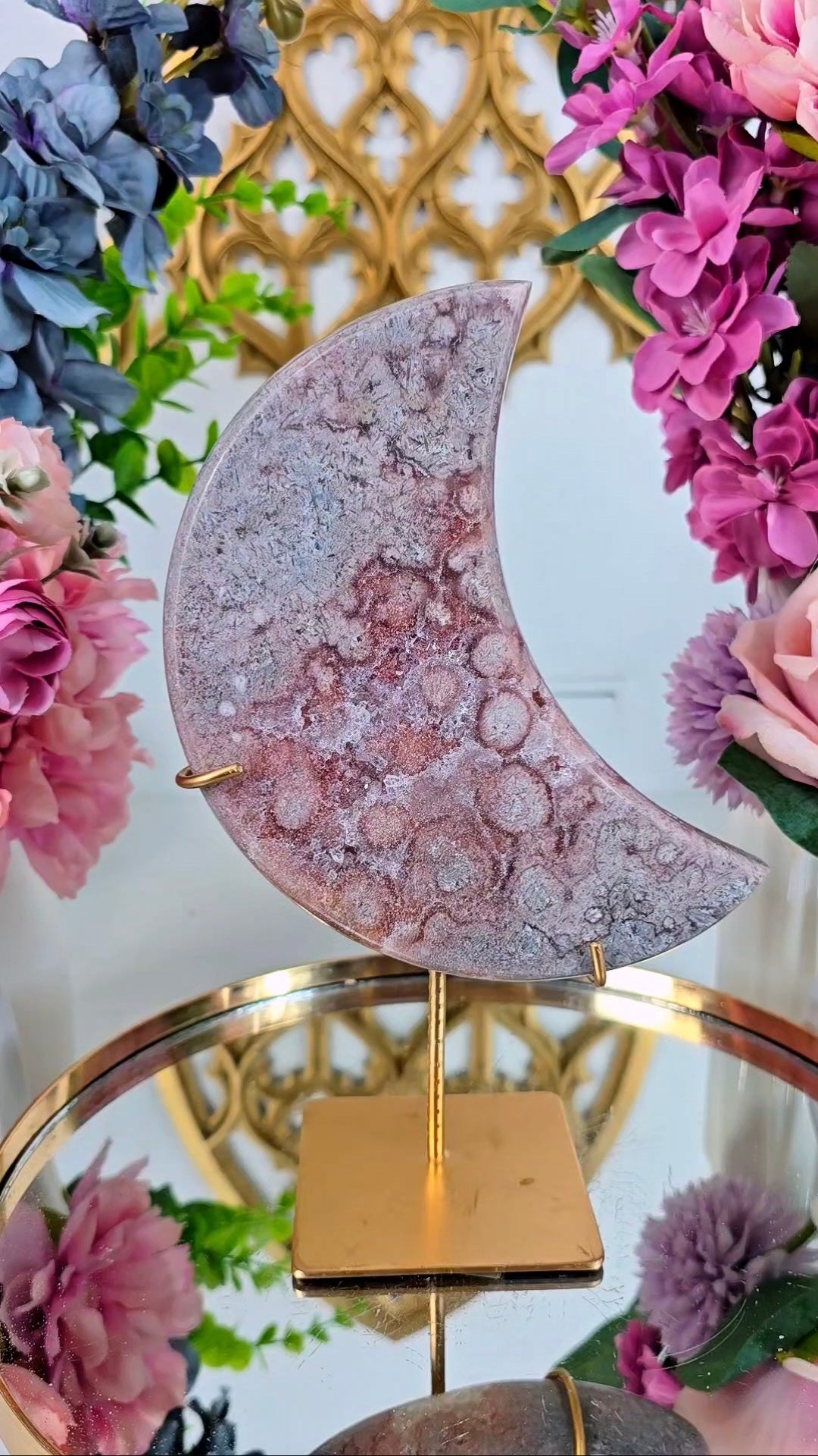 Pink Amethyst Moon on stand CM400