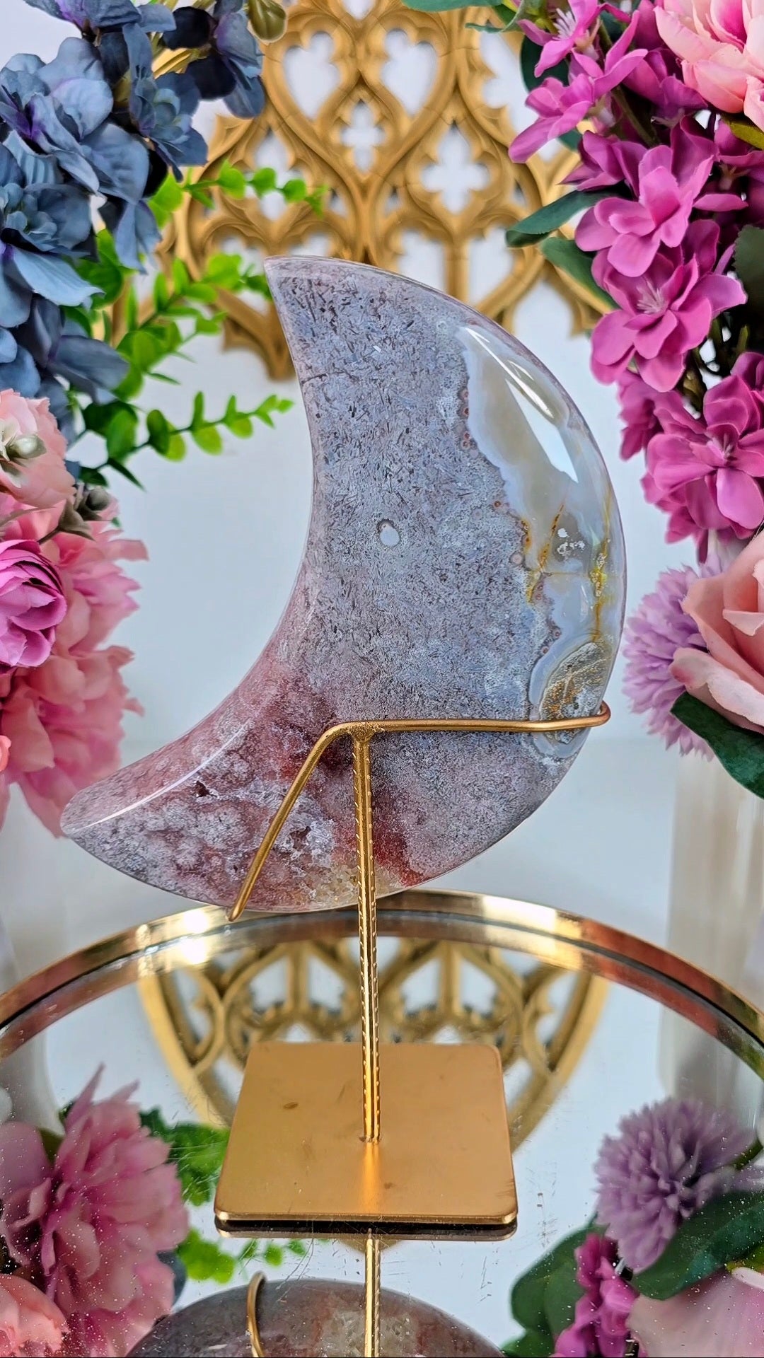 Pink Amethyst Moon on stand CM400