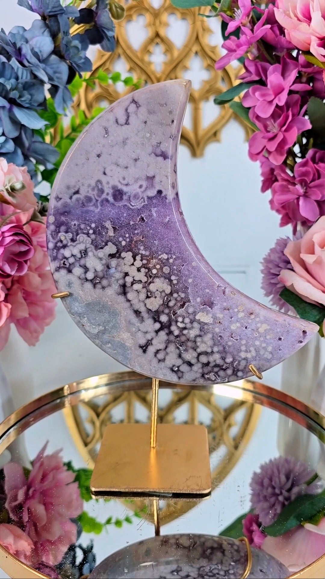 Pink Amethyst Moon on stand CM401