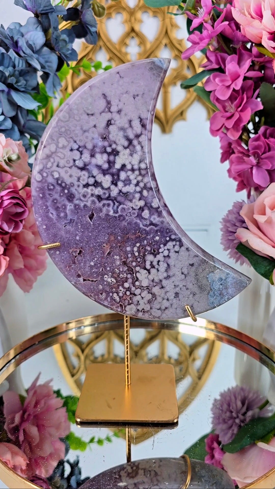 Pink Amethyst Moon on stand CM403