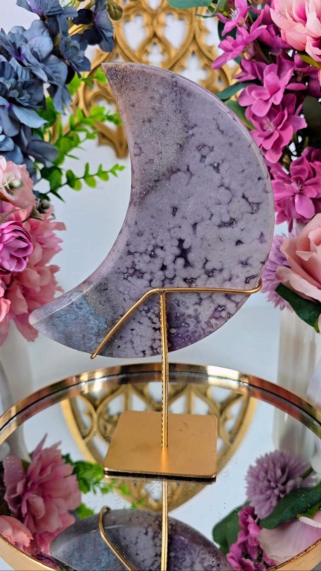 Pink Amethyst Moon on stand CM403
