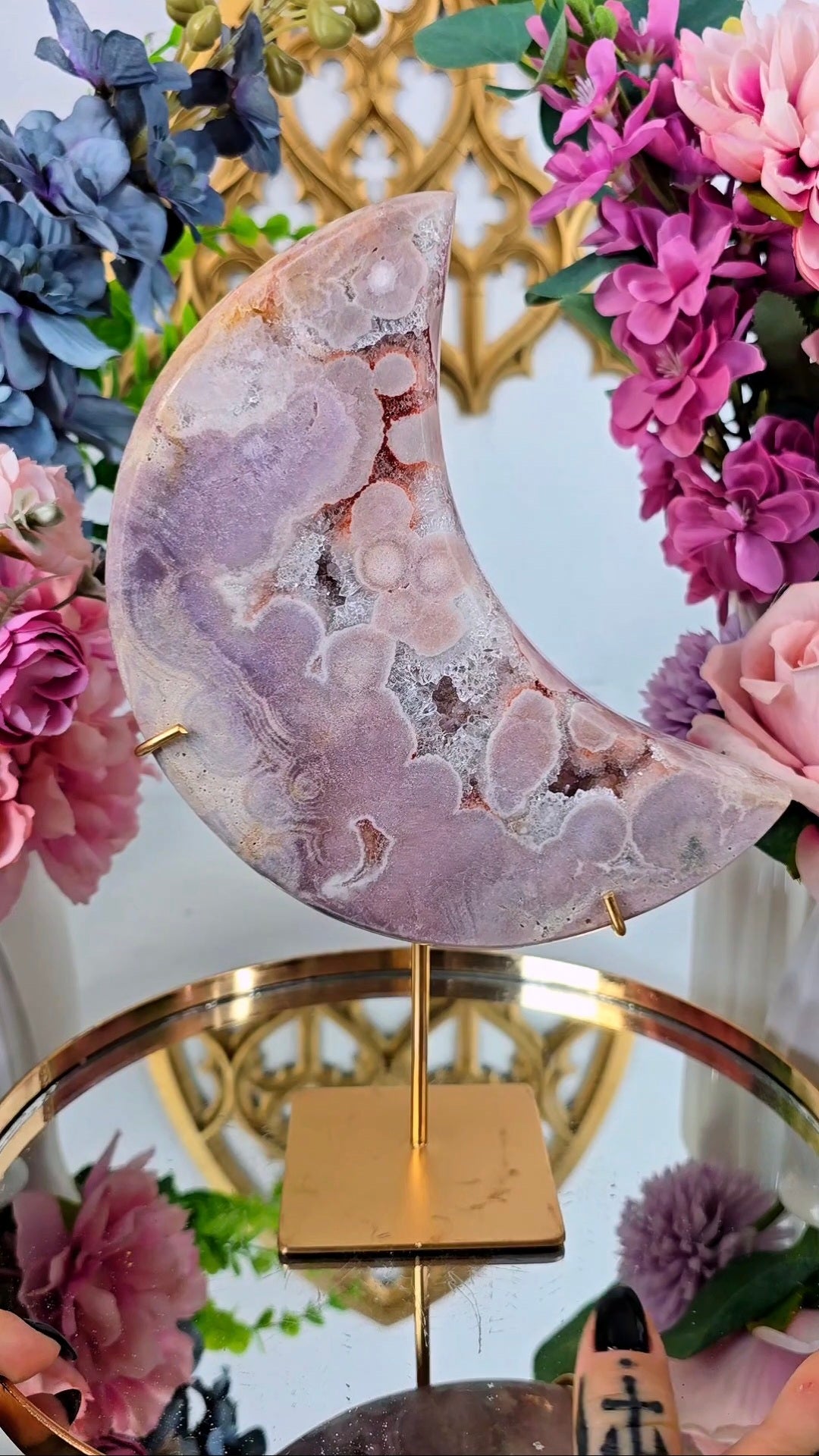 Pink Amethyst Moon on stand CM405