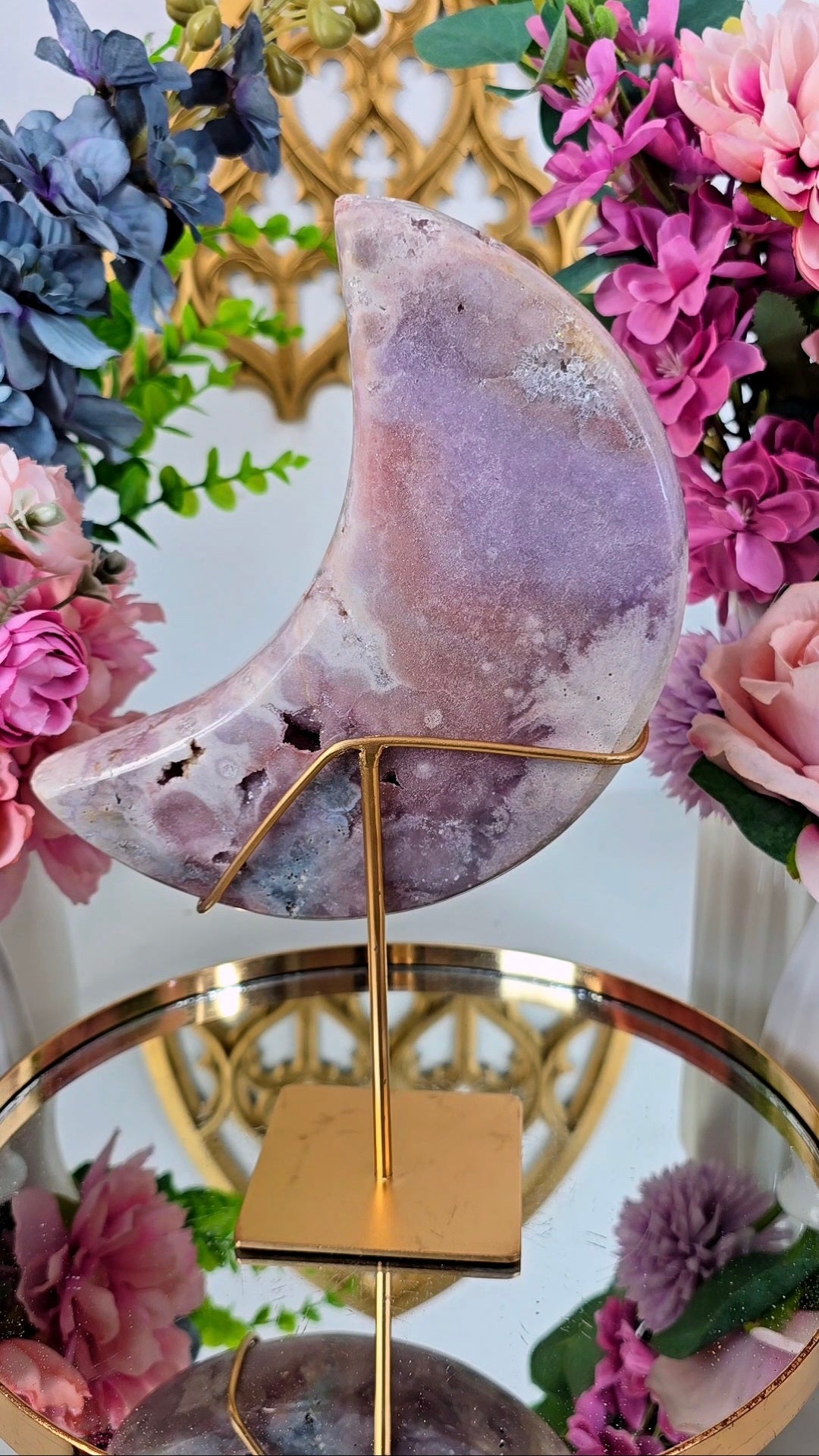 Pink Amethyst Moon on stand CM405