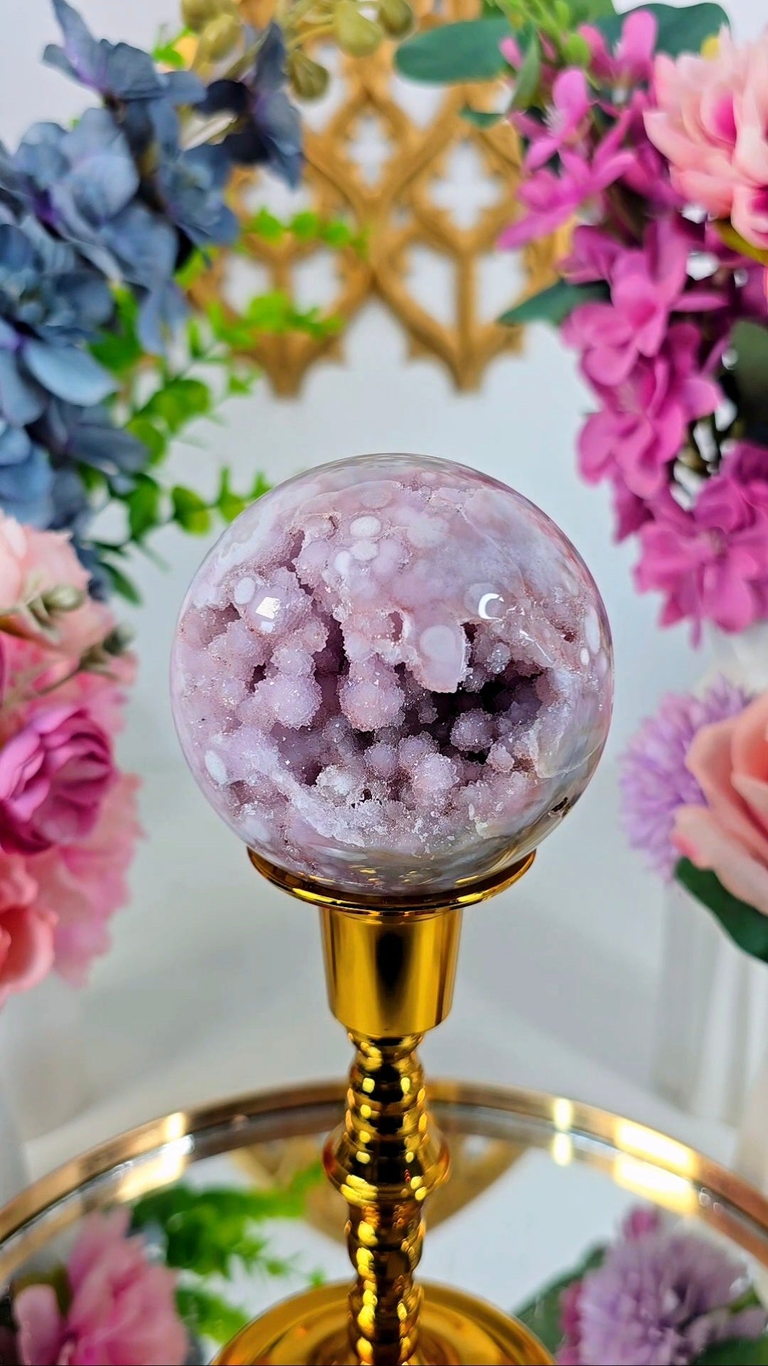 Pink Amethyst x Flower Agate Sphere CS354