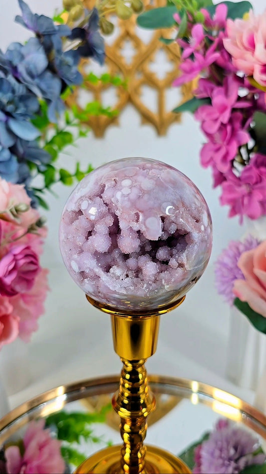 Pink Amethyst x Flower Agate Sphere CS354