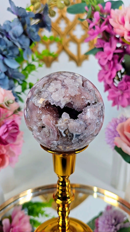 Pink Amethyst x Flower Agate Sphere CS353