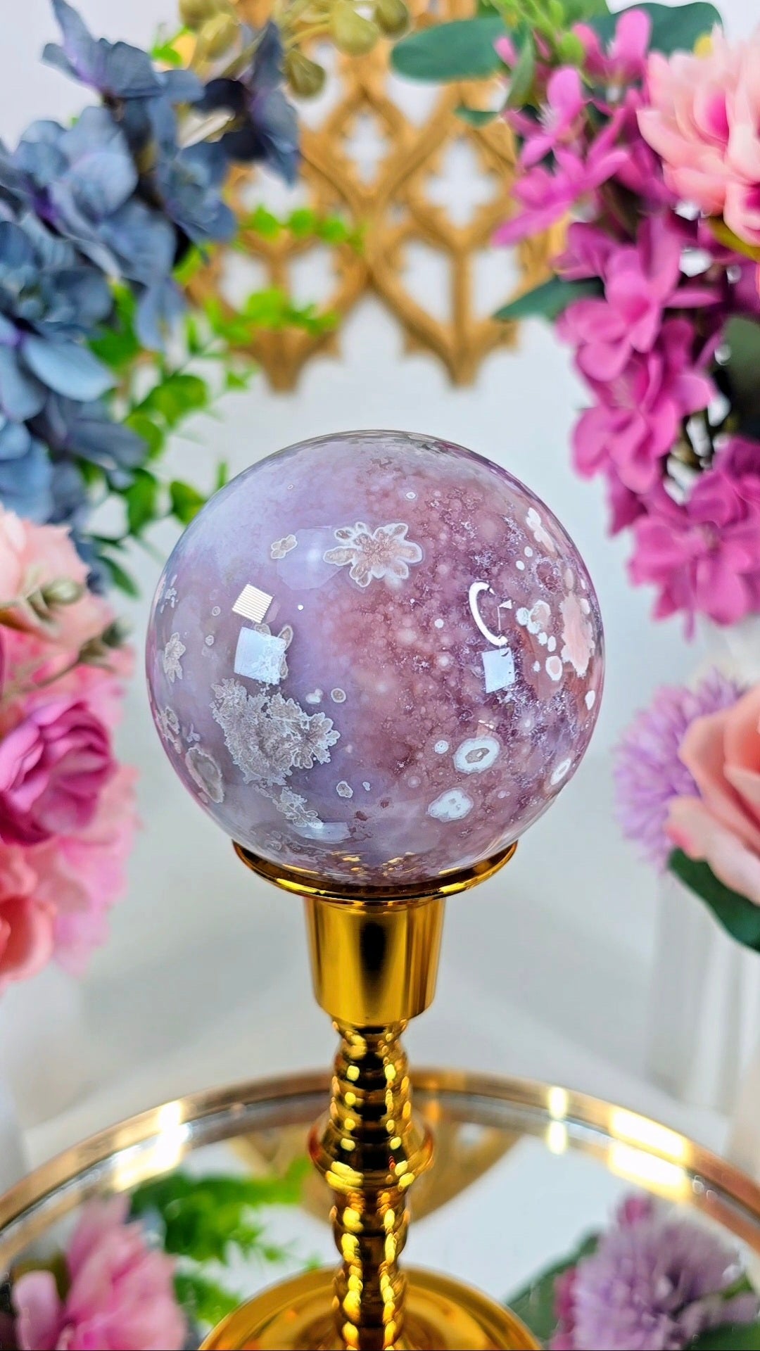 Pink Amethyst x Flower Agate Sphere CS352
