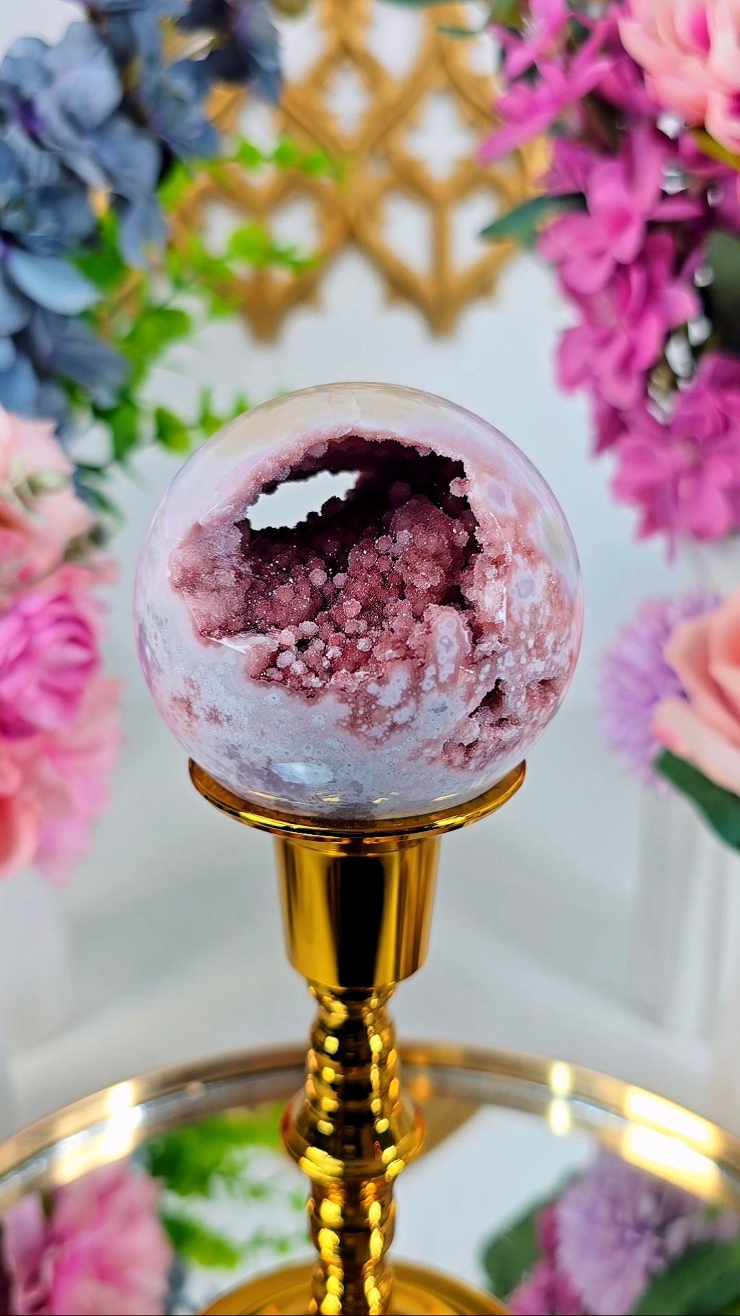 Pink Amethyst x Flower Agate Sphere CS351