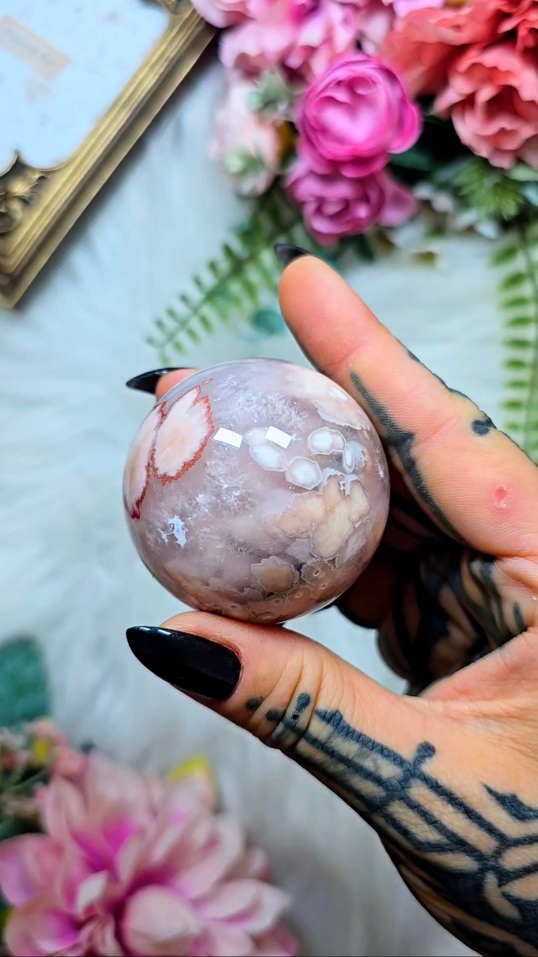 Pink Amethyst x Flower Agate Sphere CS350