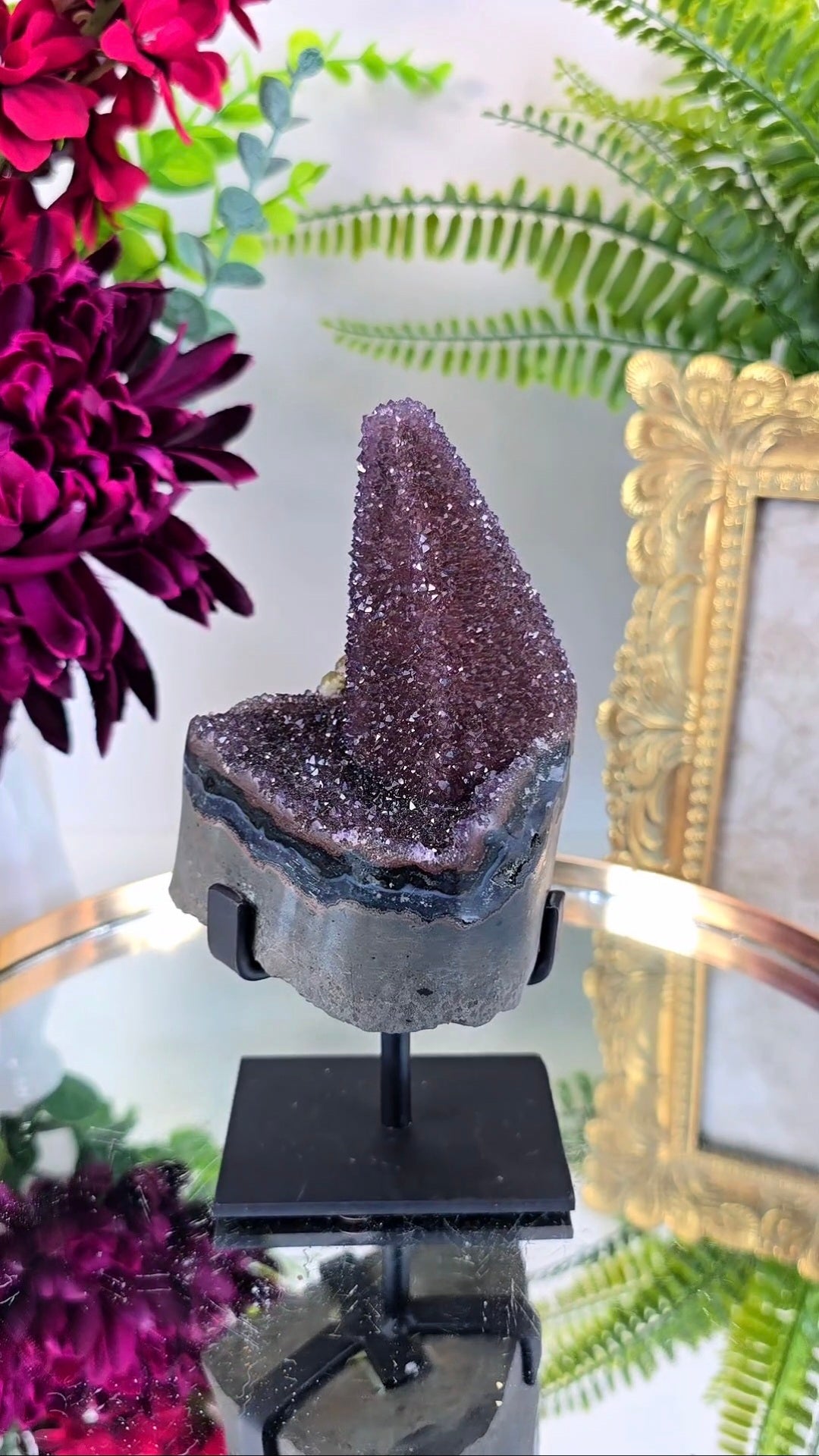 Rainbow Amethyst on Calcite on Stand 250