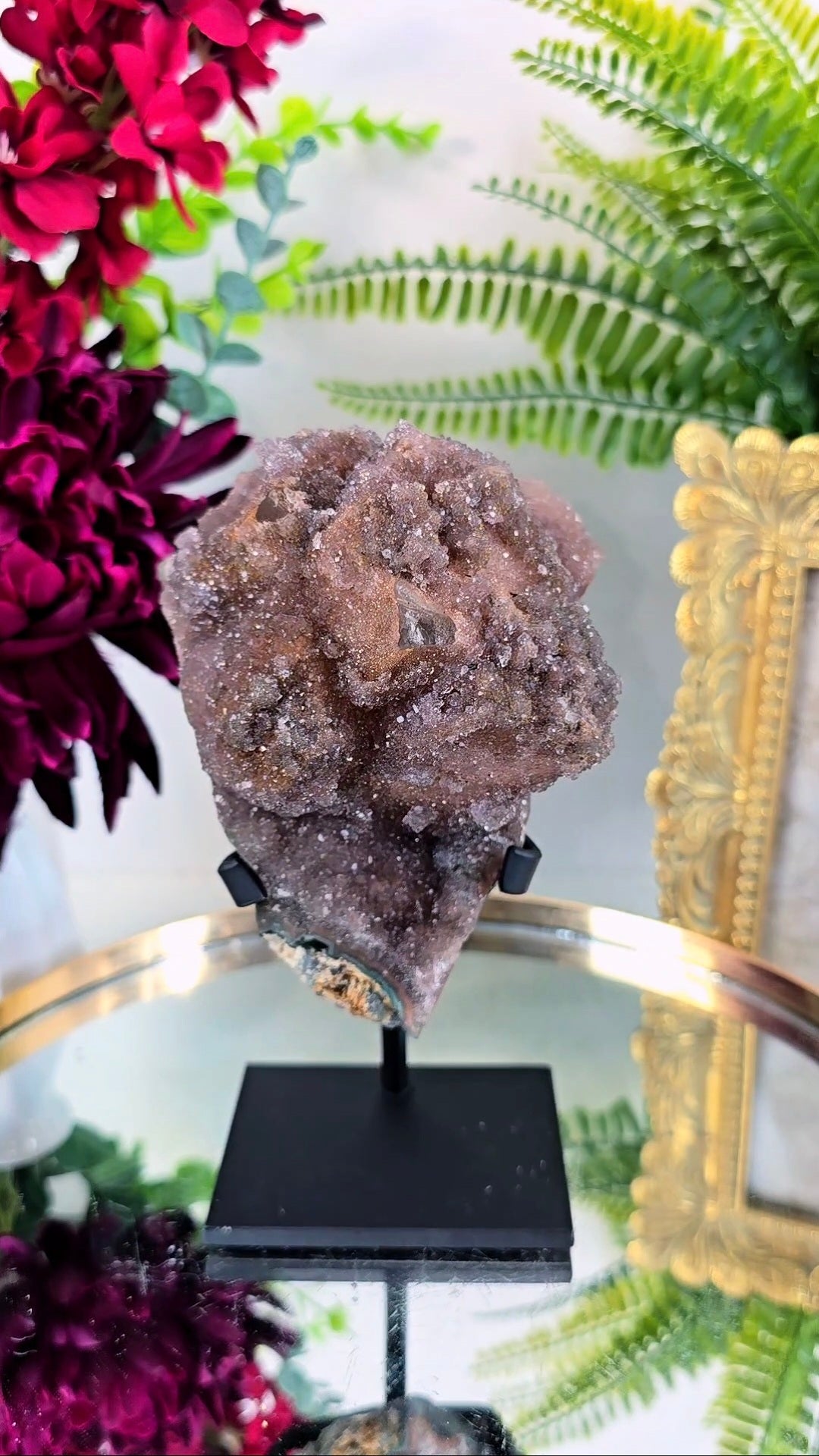 Rainbow Amethyst on Calcite on Stand 251