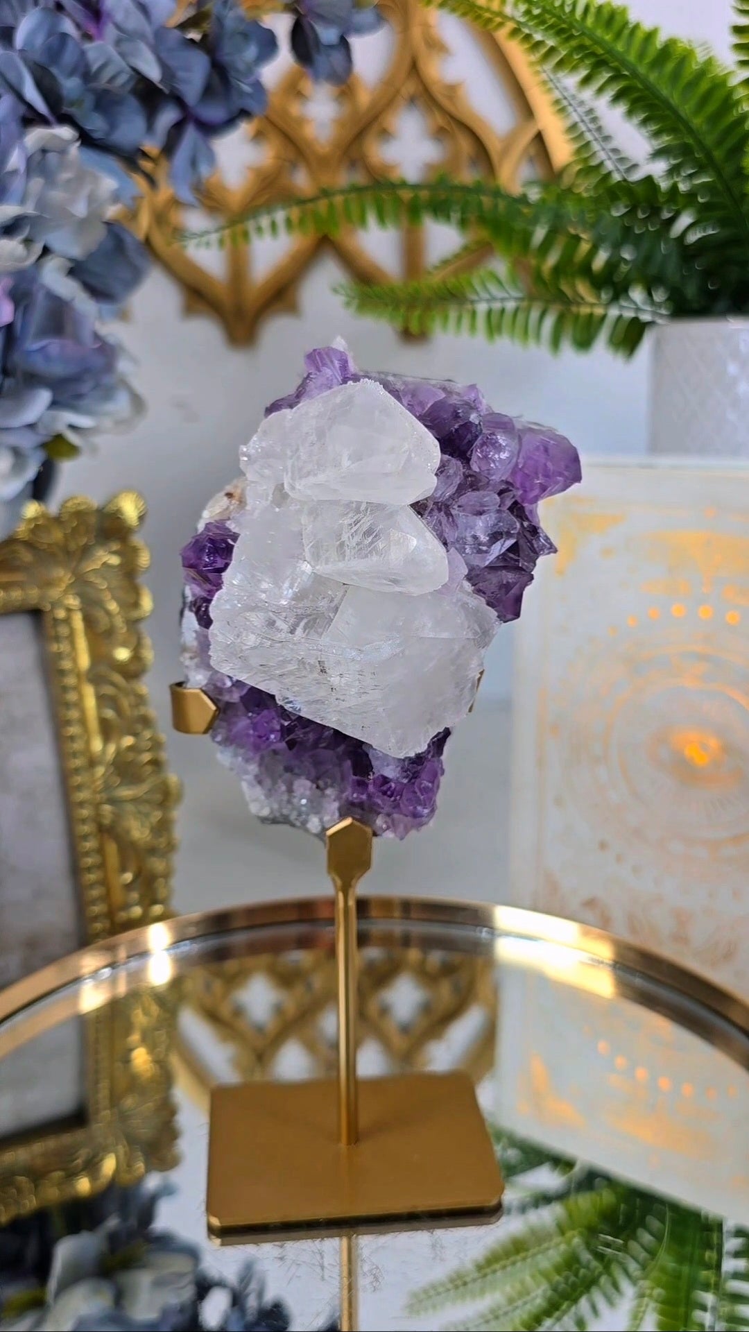 Amethyst & Calcite on Stand 250