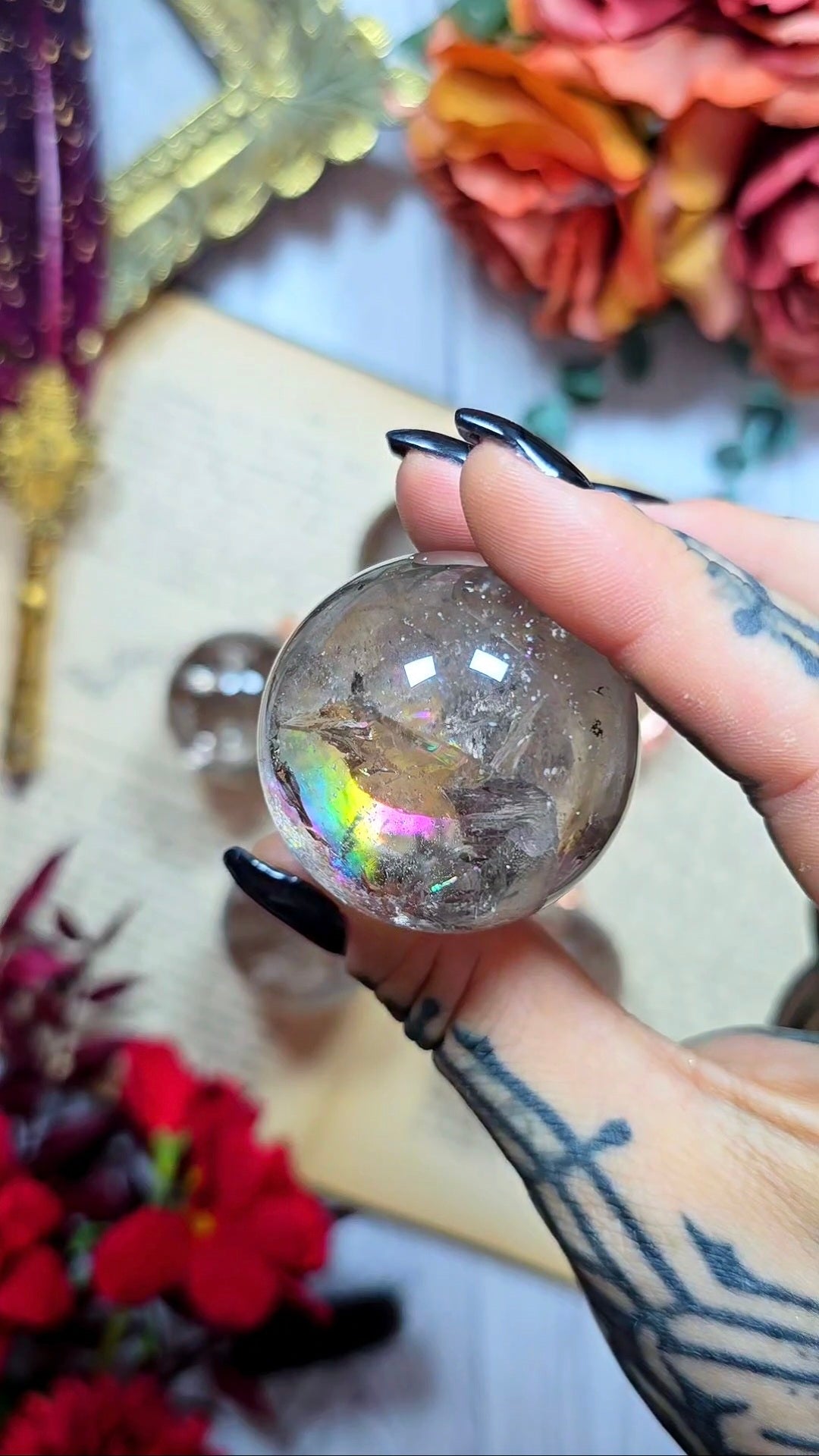 Rainbow Smoky Quartz Spheres