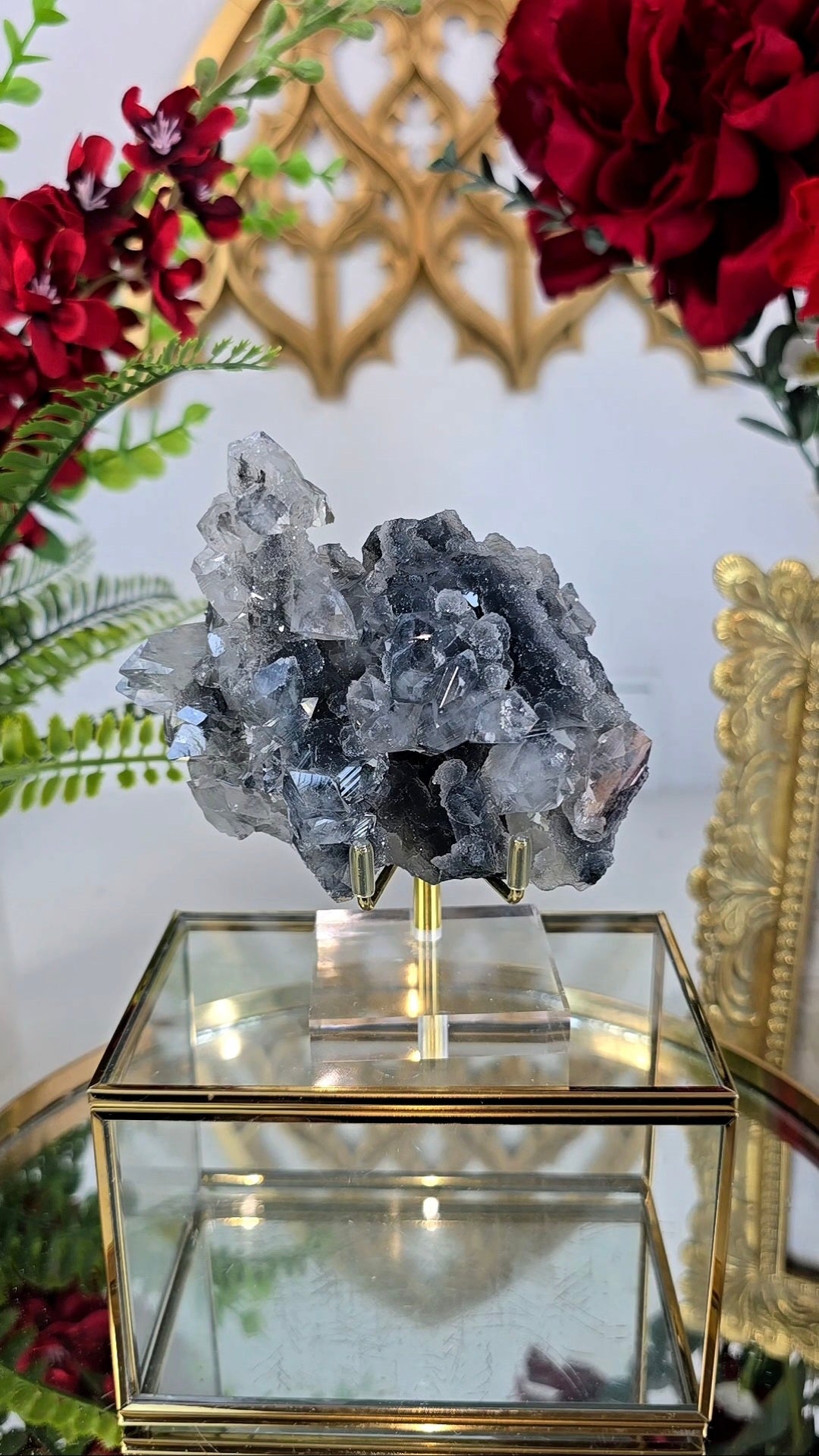 Sparkly Chalcedony with Apophyllite on Stand 24