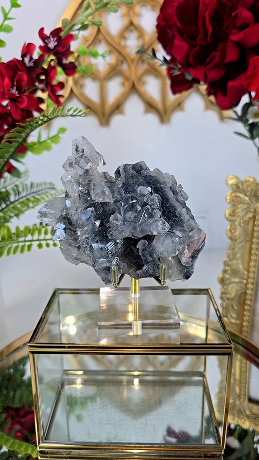 Sparkly Chalcedony with Apophyllite on Stand 24