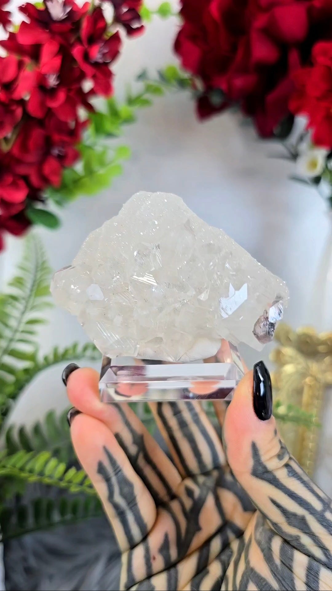 Sparkly Chalcedony with Apophyllite & Calcite on Base 21