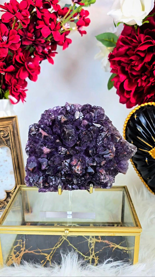 Hematite Alien Amethyst on Stand A11