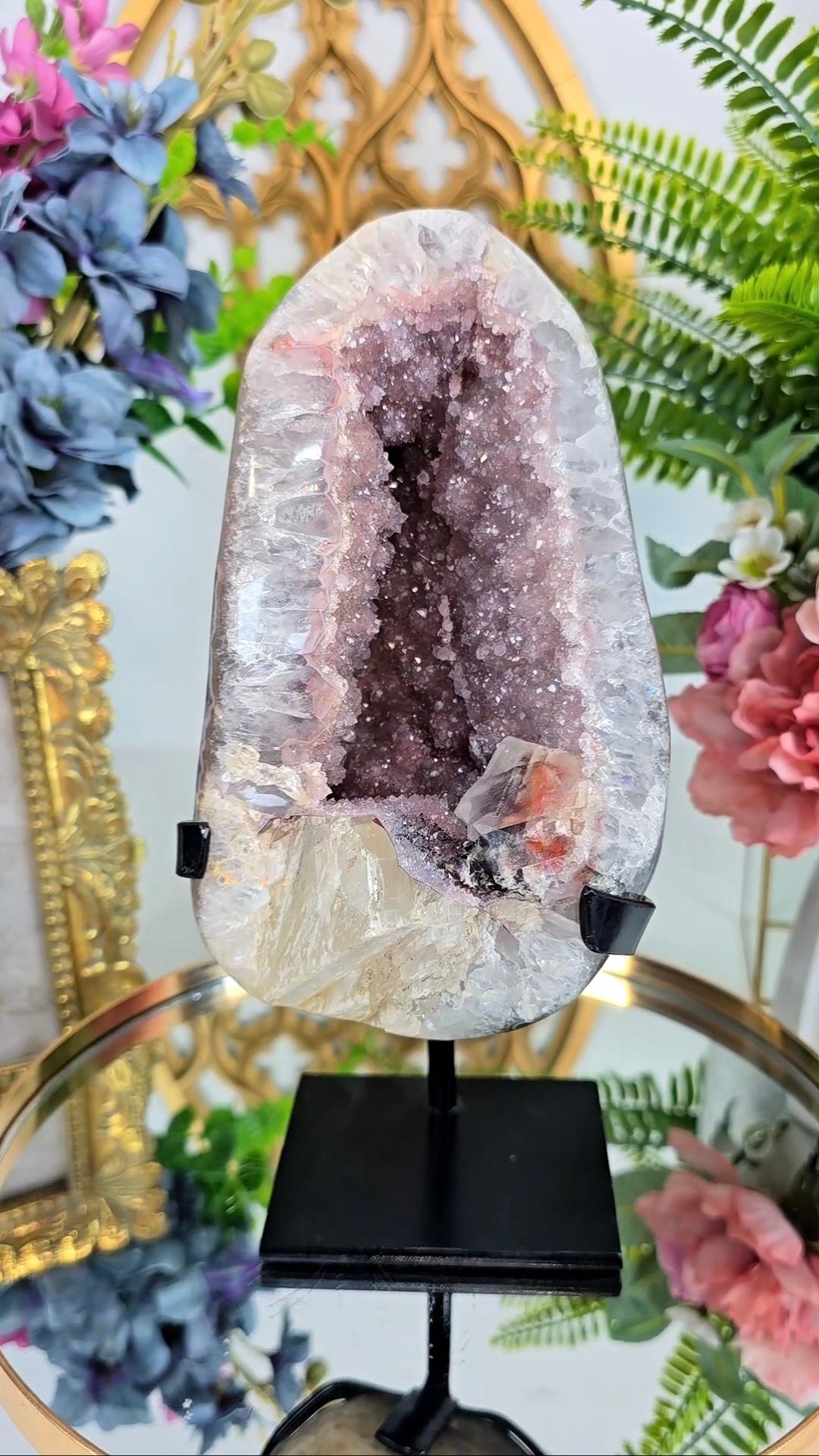 Rainbow Amethyst with Calcite on Stand 256