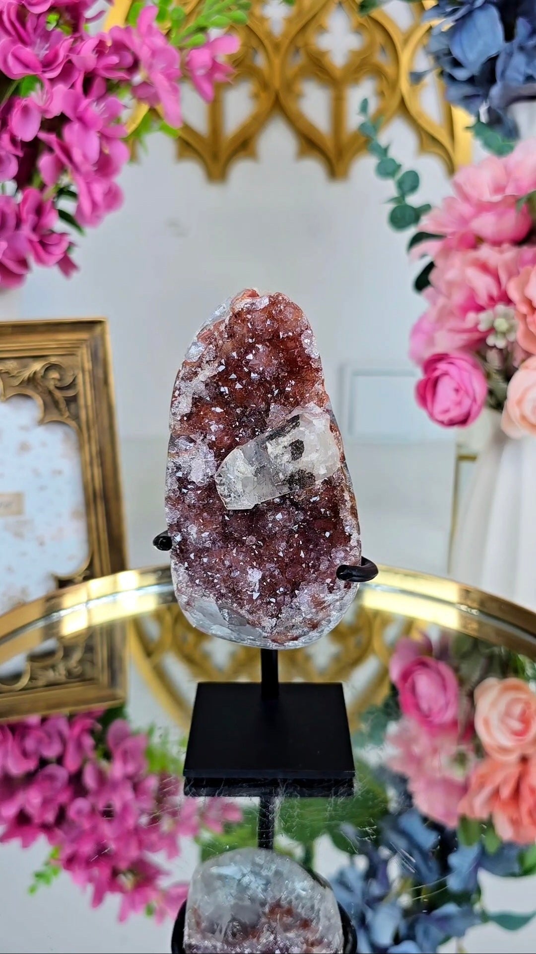 Rainbow Amethyst with Calcite on Stand 263