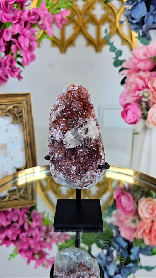 Rainbow Amethyst with Calcite on Stand 263