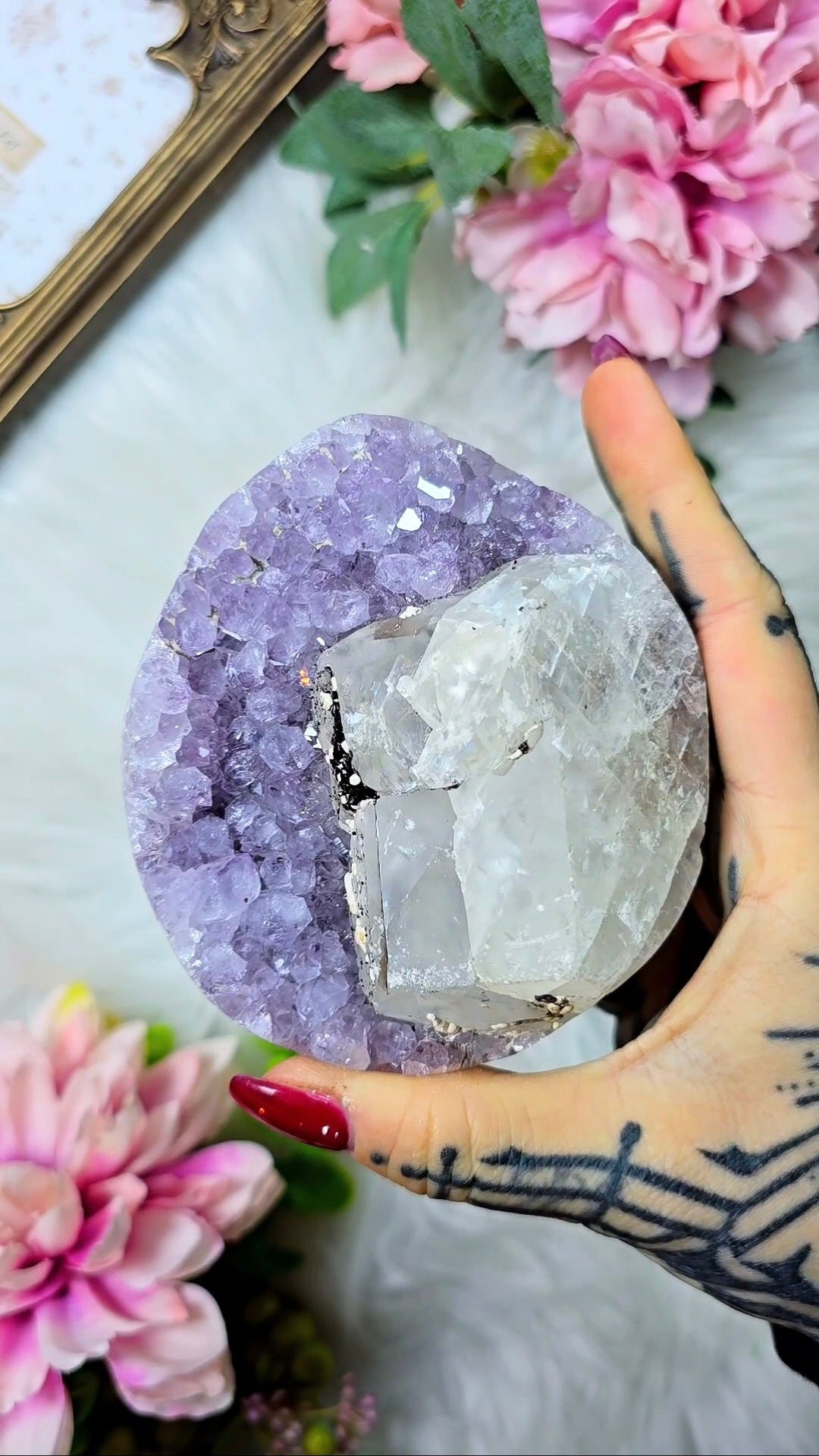 Amethyst with Calcite on Stand 265
