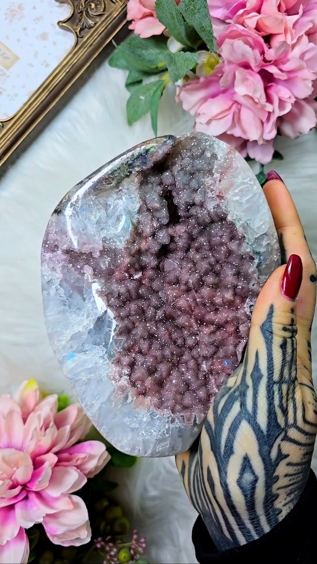 Sugary Pink Rainbow Amethyst on Stand 269