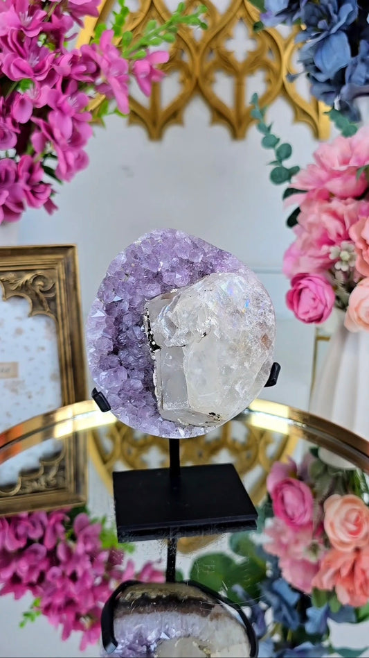 Amethyst with Calcite on Stand 265