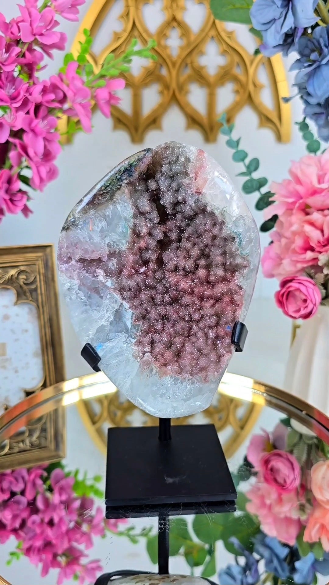 Sugary Pink Rainbow Amethyst on Stand 269