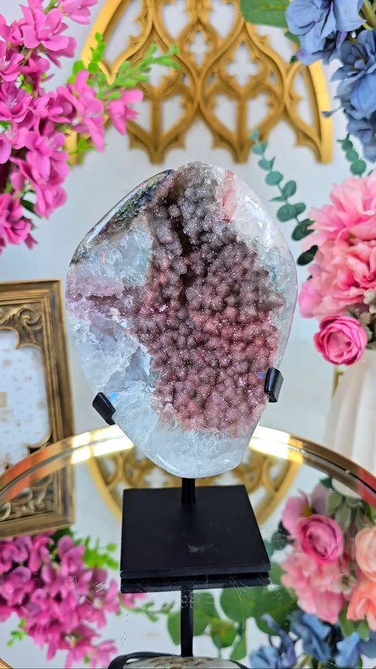 Sugary Pink Rainbow Amethyst on Stand 269