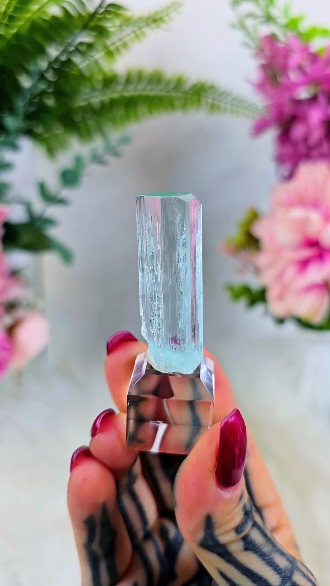 High Quality Aquamarine Beryll Specimen on Base #63