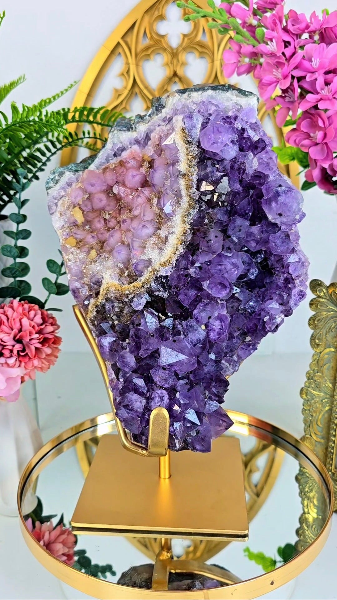 Huge 2 - toned Amethyst on Stand