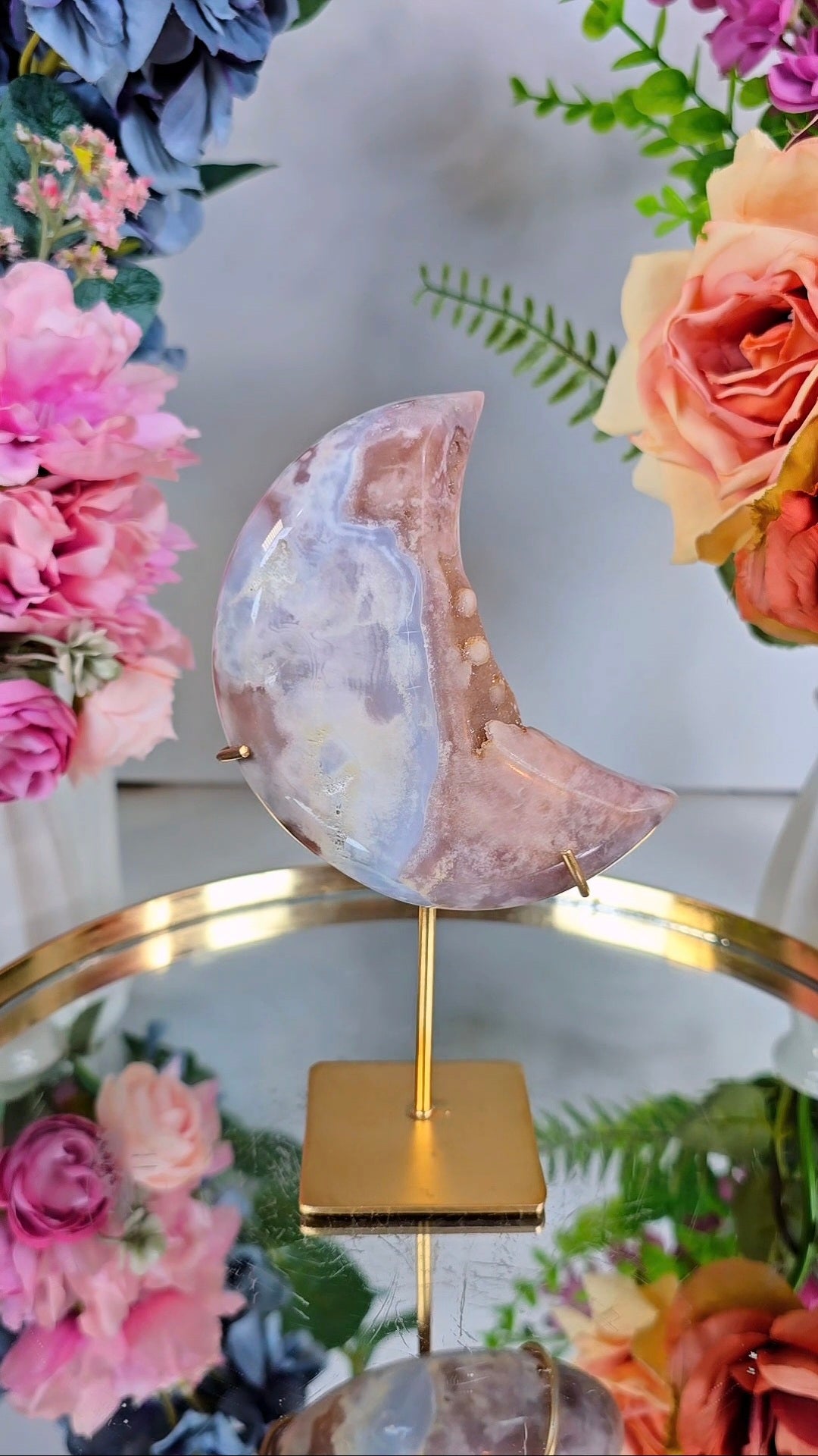 Pink Amethyst Moon on stand CM411 – Moonlight Minerals