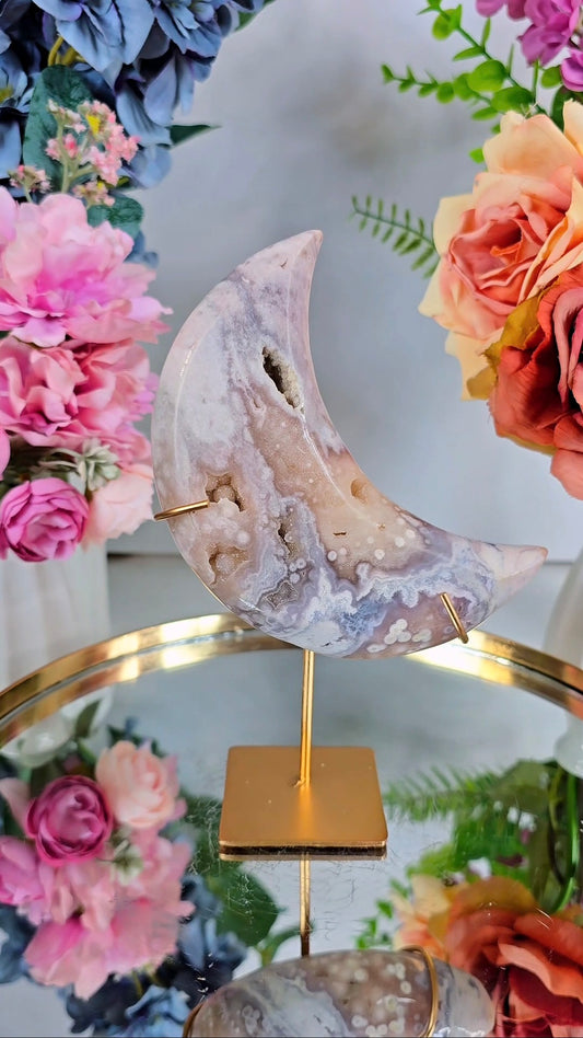 Pink Amethyst Moon on stand CM415