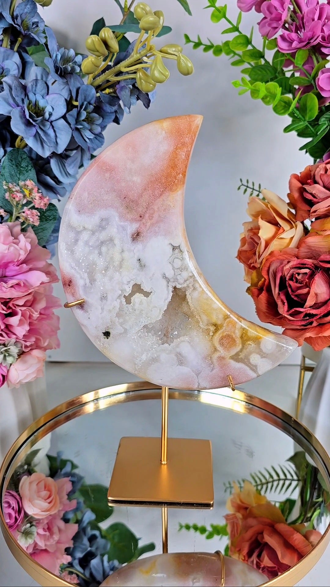 Pink Amethyst Moon on stand CM417