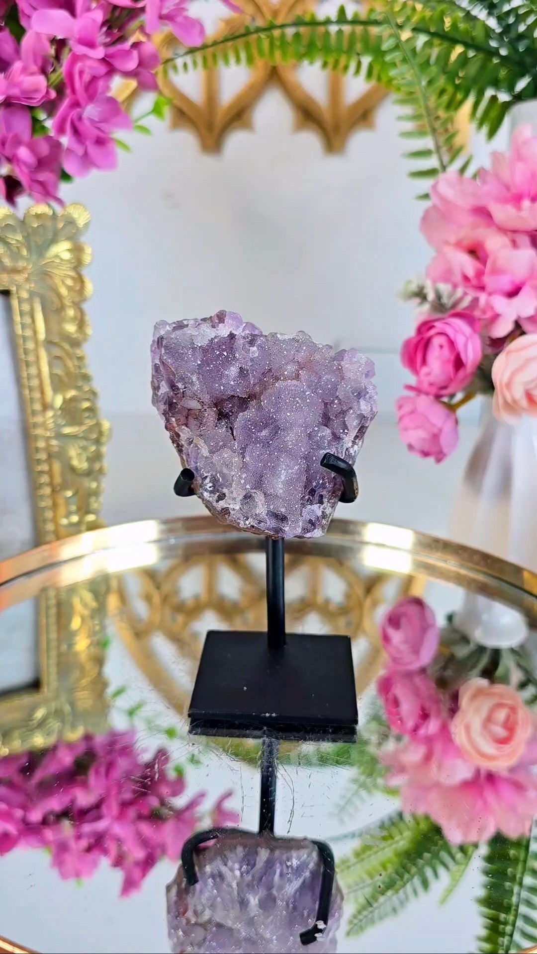 Sugar Druzy Rainbow Amethyst on Stand 300