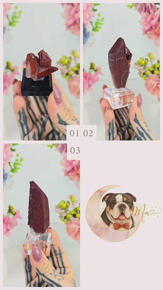 Hematite on Quartz Specimen on Base