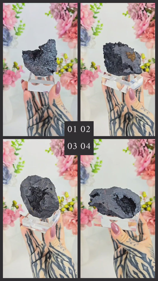 Black Manganite Specimen on Base