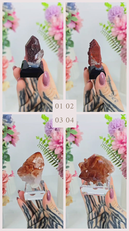 Hematite on Quartz Specimen on Base