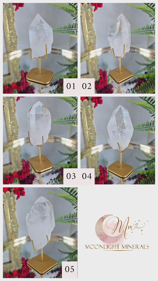 Clear Quartz Points on Stand
